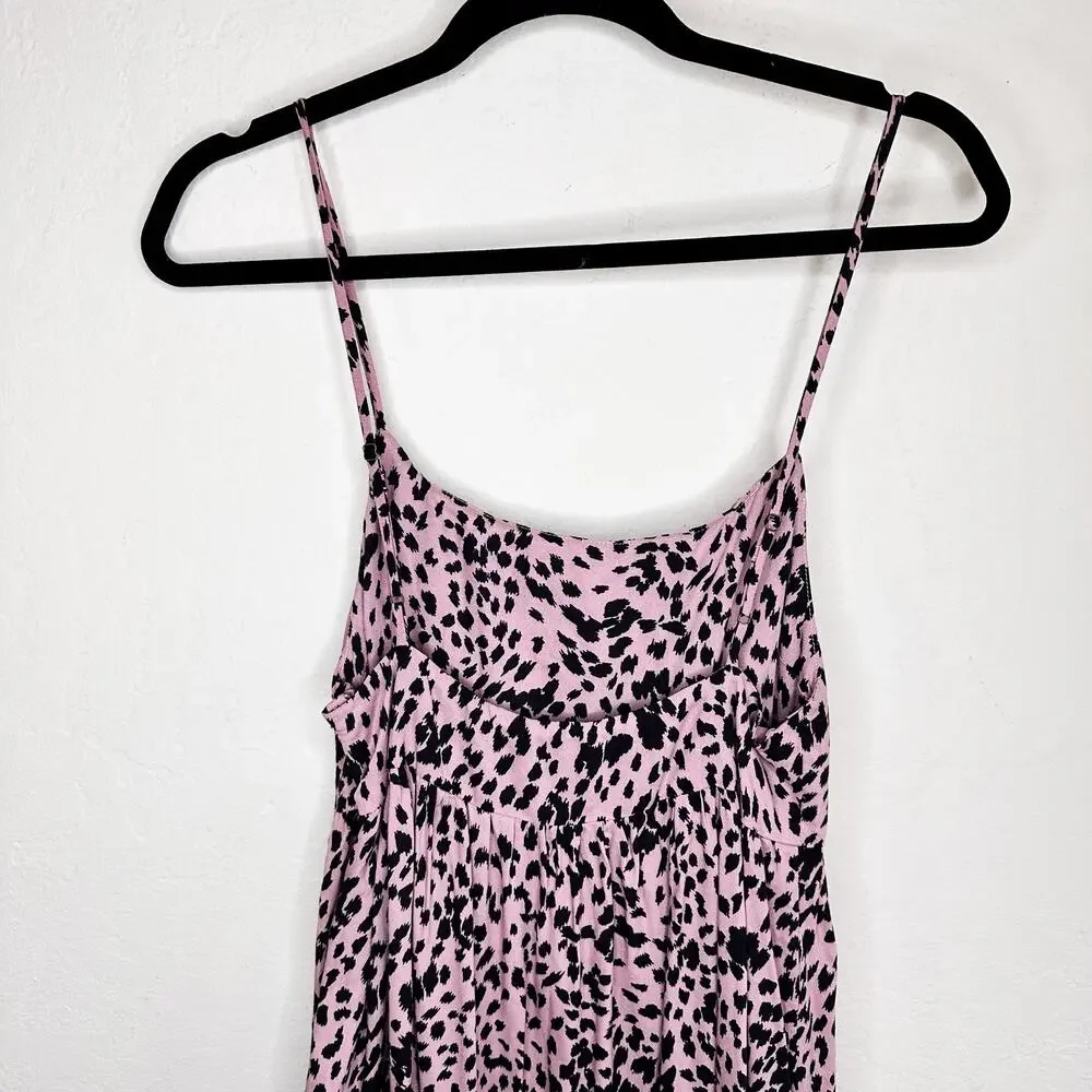 Stillwater Memz Pebbles Pink Cheetah Leopard Print Tiered Leg Slit Maxi Dress XS - Picture 10 of 13